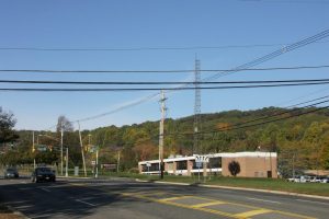 W Hanover Ave, by flashing sign for stop light